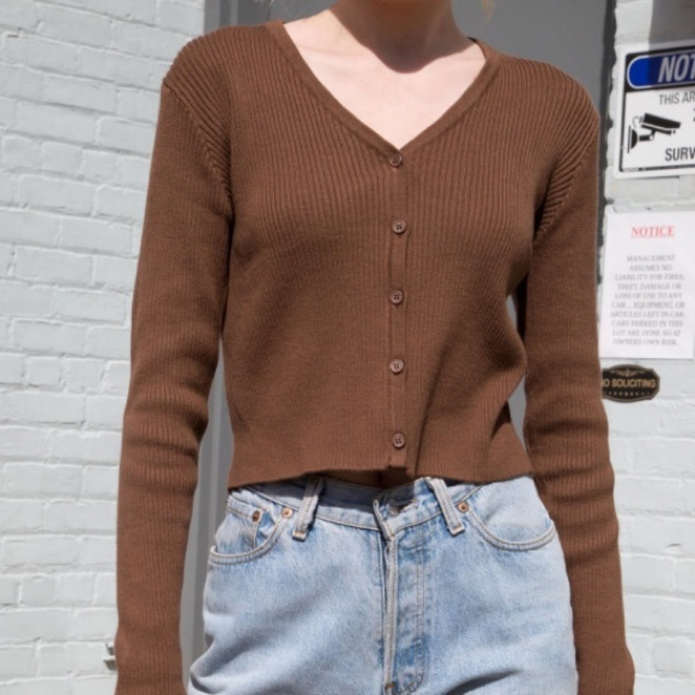 Brandy Melville Brown Cropped Cardigan